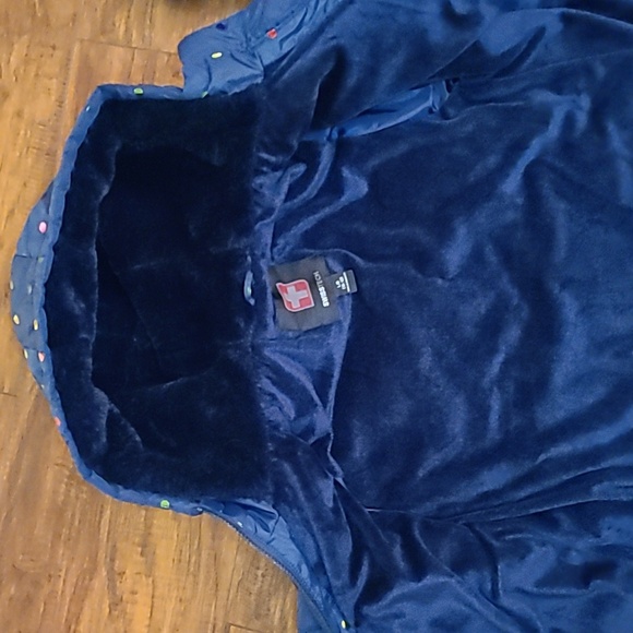 SWISS TECH Girl's Blue Winter Puffer Jacket with Hood - Size Large 10/12 - Picture 9 of 13